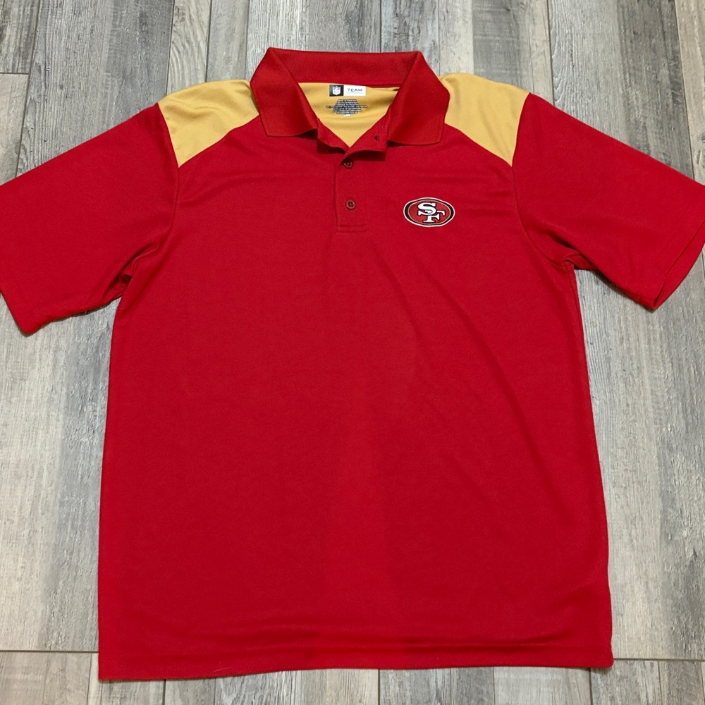 NFL San Francisco 49ers Red Polo Shirt with Gold Interior